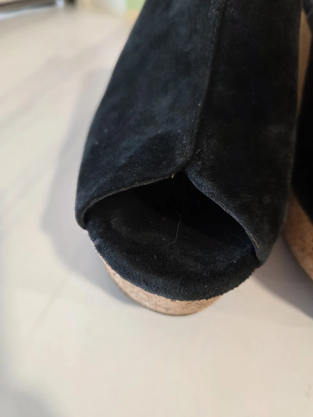 UGG Dominique Black Suede Cork Wedge Slide Mules 9 Boho Chic Festival